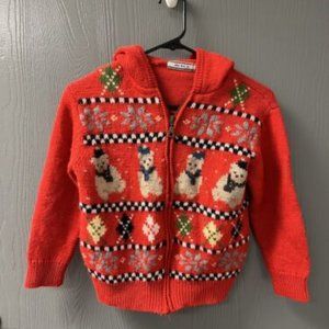 RALPH LAUREN styled teddy  bears Red CHRISTMAS  GIRLS SWEATER cardigan hoodie 9